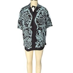 Versace INFORMAL SHIRT BAROQUE MINT PRINT POPLIN FABRIC, sz 50 (Small)